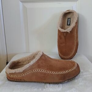 Sorel brown Falcon Ridge II suede leather slipper  Sherpa lining Men's size 10